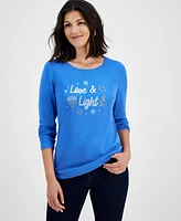 Holiday Lane Women's Love & Light T-Shirt, Created for Macy's