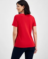 Holiday Lane Women's Scottie Walk Short-Sleeve Top, Created for Macy's