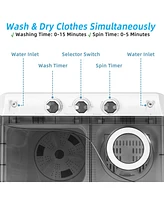 26lbs Portable Semi-automatic Twin Tub Washing Machine with Drain Pump