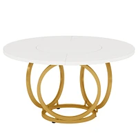 Tribesigns Round Dining Table for 4, 47-Inch Kitchen Table with Metal Base, Farmhouse Wood Dinner Table Coffee Table for Kitchen, Dining Room, Cafe