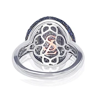 Suzy Levian Sterling Silver Cubic Zirconia Brown and White Crossover Ring