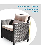 Costway 8PCS Outdoor Rattan Furniture Set Cushioned Sofa Armrest Table