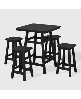 WestinTrends 5-Piece Hdpe Outdoor Patio Dining Bar Bistro Table Set with Counter High Stools