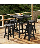 WestinTrends 5-Piece Hdpe Outdoor Patio Dining Bar Bistro Table Set with Counter High Stools