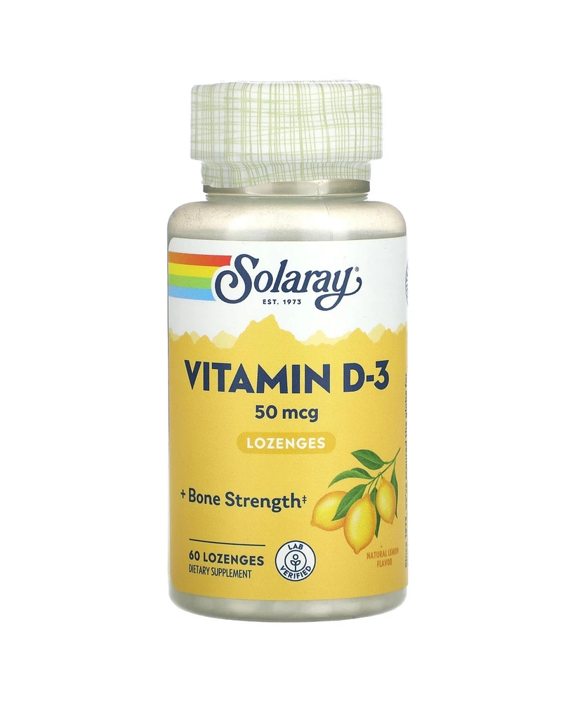 Solaray Vitamin D-3 Lozenges Lemon Flavor 50 mcg