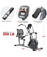 Sunny Health & Fitness Elite Recumbent Cross Trainer & Elliptical Machine with 12-Level Magnetic Resistance, Easy Adjust Seat & Exclusive SunnyFit App