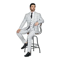 Gino Vitale Men's 3 Piece Slim Fit Tailored Check Suit