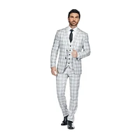 Gino Vitale Men's 3 Piece Slim Fit Tailored Check Suit