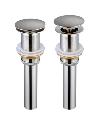 Yescom Aquaterior 2 Pack 1 5/8" Pop up Drain for Vessel Sinks Solid Brass Bathroom Kitchen Sink Drains Tub Basin Brushed Nickel Finish