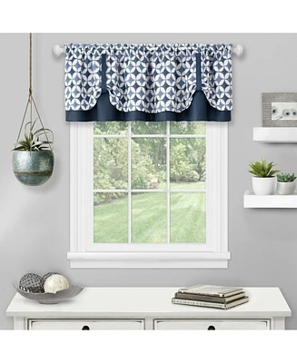 Kate Aurora Modern Geometric Button Tuck Rod Pocket Window Valance