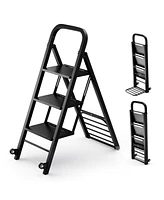 Slickblue 2 in 1 Hand Truck and Ladder Combo with Rubber Wheels and Handle