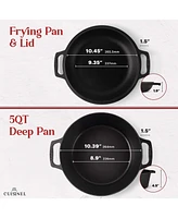 Cuisinel Cast Iron Dutch Oven 5 Qt - Deep Pot - Pre-Seasoned 2-in-1 Multi-Cooker