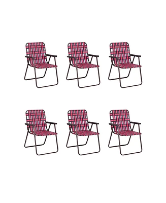 Slickblue 6 pcs Folding Beach Chair Camping Lawn Webbing Chair