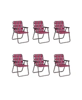 Slickblue 6 pcs Folding Beach Chair Camping Lawn Webbing Chair