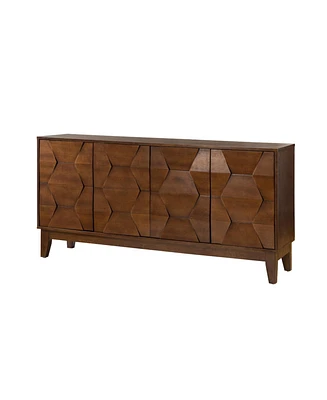 Hulala Home Silakan 60" 4-Doors Sideboard with Solid Wood Legs