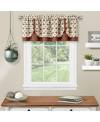 Kate Aurora Modern Geometric Button Tuck Rod Pocket Window Valance