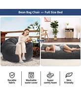 Caromio Convertible Giant Bean Bag Chair Bed Floor Mattress Large Sofa Couch, High-Density Foam Filled