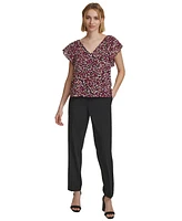 Calvin Klein Women's Printed Short-Sleeve Blouse