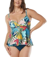 Coco Reef Womens Printed Bra Sized Tankini Top High Waist Bottoms