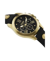 Versus Versace Men's Chrono Lion Black Leather Watch 44MM