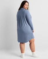 State of Day Women's Fluid-Knit Collared Sleepshirt Xs-3X, Created for Macy's