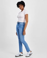 Dollhouse Juniors' Mid-Rise Straight-Leg Jeans