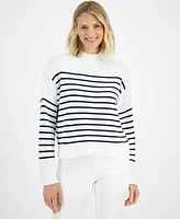 Nautica Jeans Women's Striped Mock-Neck Sweater