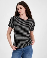 Nautica Jeans Women's Striped Lace-Up Short-Sleeve T-Shirt