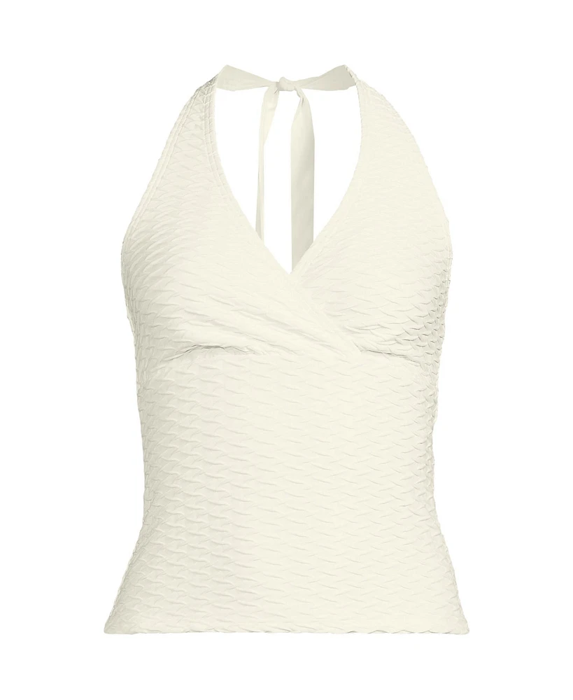 Lands' End Women's Texture Halter Tankini Swimsuit Top