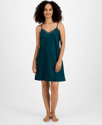 I.n.c. International Concepts Women's Satin Lace-Trim Chemise, Created for Macy's