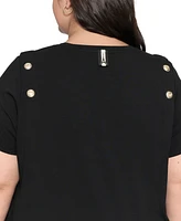 Karl Lagerfeld Paris Plus Eiffel Button T-Shirt