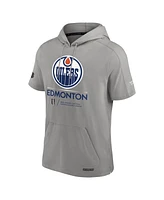 Fanatics Men's Gray Edmonton Oilers 2024 Stanley Cup Final Authentic Pro Fleece Short Sleeve Pullover Hoodie