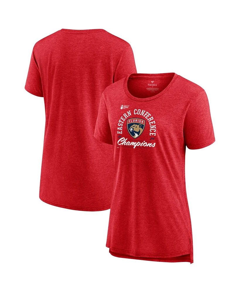 Fanatics Women's Heather Red Florida Panthers 2024 Eastern Conference Champions Drive Tri-Blend T-Shirt