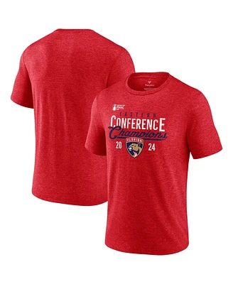 Fanatics Men's Heather Red Florida Panthers 2024 Eastern Conference Champions Tri-Blend T-Shirt