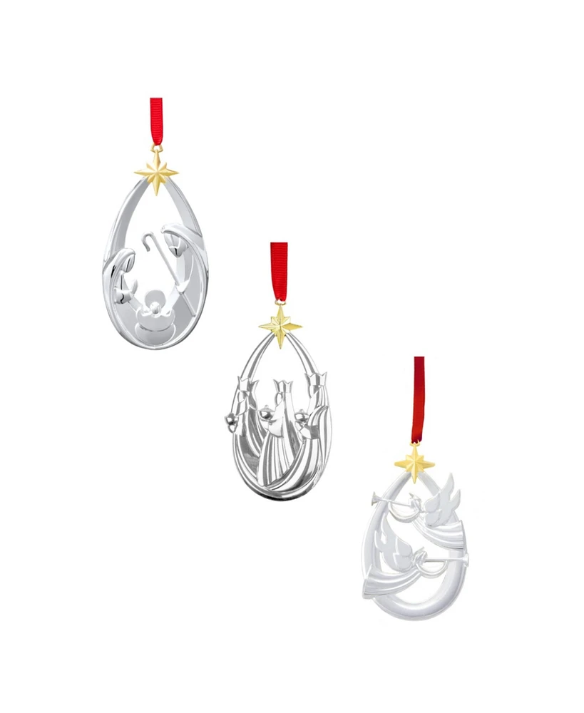 Nambe Nativity Ornament Trio