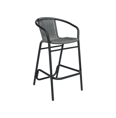 Merrick Lane Lille Restaurant Style Barstool With Pe Rattan Seat For Indoor/Outdoor Use