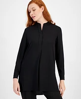 Anne Klein Women's Split-Neck Long-Sleeve Nehru Tunic