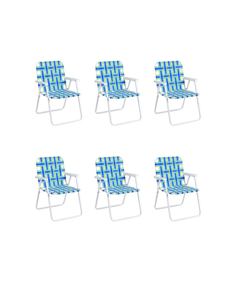 Slickblue 6 pcs Folding Beach Chair Camping Lawn Webbing