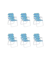 Slickblue 6 pcs Folding Beach Chair Camping Lawn Webbing