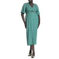 Eloquii Plus Tie Front Relaxed Maxi Dress