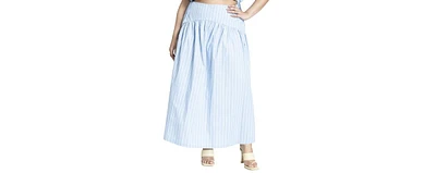 Eloquii Plus Striped Poplin Skirt With Yoke