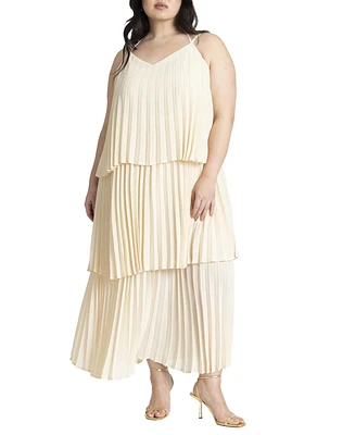 Eloquii Plus Pleated Layered Maxi Dress