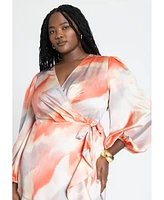 Eloquii Plus Size Ruffle Hem Wrap Dress