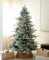 Nearly Natural 7ft. Pre-Lit Artificial Fraser Fir Flocked Christmas Tree with Instant Connect Technology and 400 Warm White Led Lights