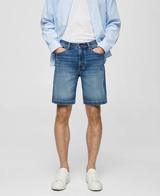 Mango Men's Regular-Fit Denim Bermuda Shorts