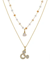 Unwritten Disney Cubic Zirconia Mickey Mouse and Mother of Pearl Heart Layered Necklace Set