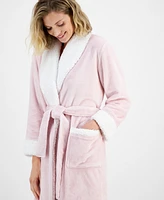 Charter Club Women's Long Plush Fleece-Trim Robe, Created for Macy's