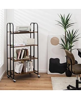 Sugift Foldable Rolling Cart with Storage Shelves for Kitchen
