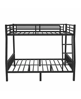 Streamdale Furniture Full Xl Over Queen Metal Bunk Bed with Ladder and Slats Support for Adults Teens, Black