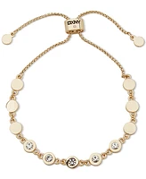 Dkny Gold-Tone Crystal& Smooth Disc Slider Bracelet